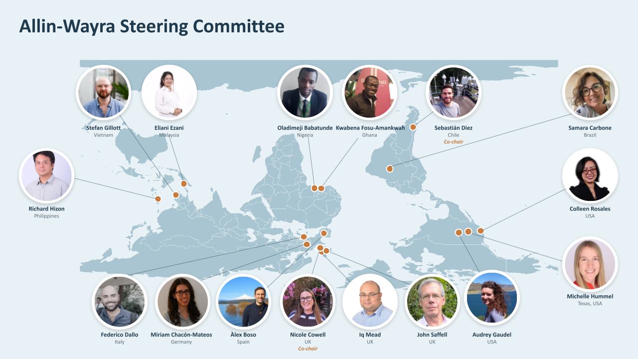 A map that shows a picture of each steering committee member and their primary location